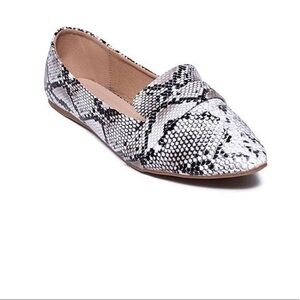 White & Black Snake print Shilla Loafers